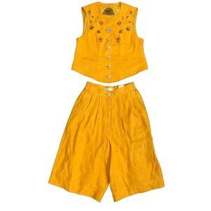 Julius lang vintage mustard yellow tank top bermuda shorts set IT 40 small